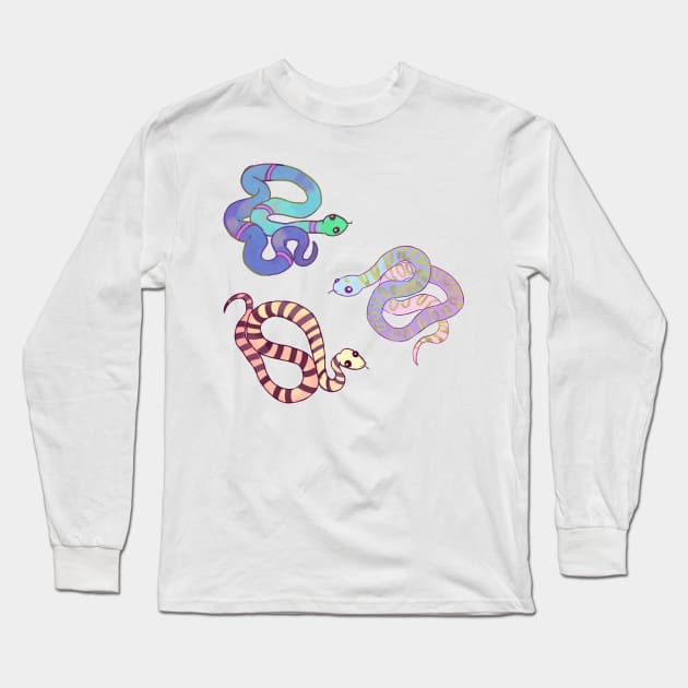 Cute watercolor snake sticker pack Long Sleeve T-Shirt by Mayarart